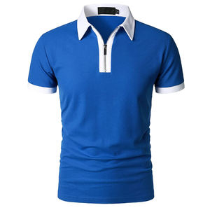 Polo informal personalizado con cremallera superior para hombre 3/4, ropa de trabajo a la moda, Camiseta lisa de manga corta, camisetas informales de calle para hombre - Product Image 1