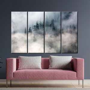 ผ้าใบพิมพ์ลายป่าสนมิสตี้สำหรับการตกแต่งสไตล์มินิมอลที่เรียบง่าย 4P: ห่อหุ้มอย่างดี - Product Image 1