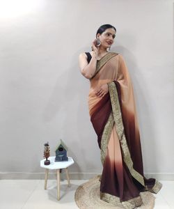 Sari Silk prêt à porter vêtements de mariage de fête indiens en prix de gros broderie traditionnelle travail banarasi khadi - Product Image 3