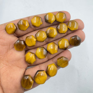 Alta calidad 12mm suave amarillo forma hexagonal cabujón Natural Ojo de Tigre piedra preciosa suelta para la fabricación de joyas gemas al por mayor - Product Image 1