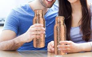 Botella de Agua de Cobre 100% Puro Más Vendida con Tapa y Acabado Liso, Portátil para Desintoxicación e Hidratación Diaria en la Oficina y el Hogar - Product Image 2