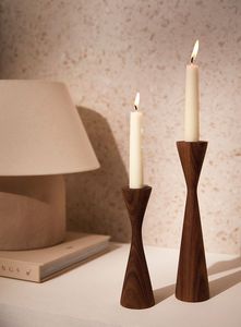 Natural Wooden Candle Holder in <b>Pillar</b> Shape for Modern Rustic Home Decoration - Product Image 2