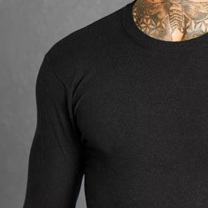 IGH uality en lack olour uull Eck cuello olyester ottotton IX ususcle it Hirt hiror ALE Men hirompression - Product Image 3