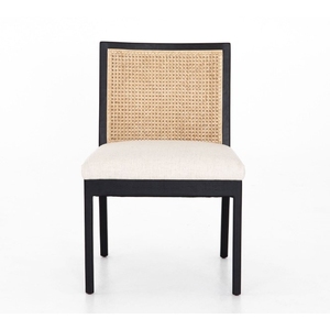 Chaise d'appoint en teck avec rotin Pierre Jeaneret Cadre noir-Meubles en bois de teck-Pré commande 1 x 20ft Container Mix Items bois Fourrure - Product Image 3