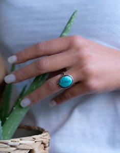 Natural Turquoise Gemstone Ring-protective Stone-handmade Ring-925 <b>Solid</b> Sterling <b>Silver</b>-party Wear Ring--wholesale Ring - Product Image 5