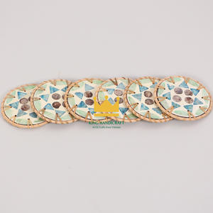 แผ่นรองแก้วหวายหลากสีสำหรับรองแก้วสไตล์วินเทจเป็นมิตรต่อสิ่งแวดล้อมแผ่นรองแก้วแบบสาน - Product Image 2