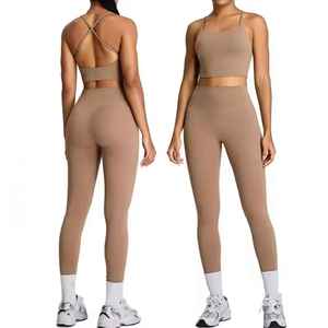 Ensemble de yoga taille haute personnalisé 2025: leggings et soutien-gorge premium ensemble d'entraînement 2 pièces pour femmes vêtements de sport et de sport - Product Image 3