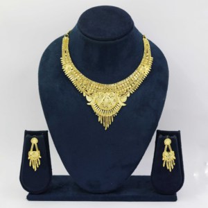 สร้อยคอสั้น14K 18K 24K ไมโครโกลด์ที่เต็มไปด้วยชุดเครื่องประดับดีไซน์แบบดั้งเดิมชุดสร้อยคอแฟชั่นทองเหลืองไมโครโกลด์ - Product Image 2