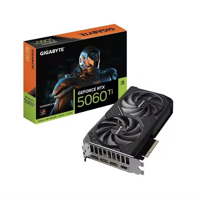 Gigabyte RTX 5060ti Windforce OC 32GB GDDR7 PCI-Express Workstation Graphics Card with Memory New Fan Cooler
