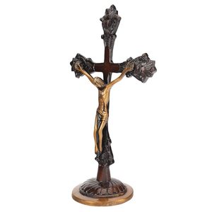 Statue en laiton du Seigneur Jésus-Christ sur la Croix Sainte, Crucifix en laiton fait main pour la décoration de la maison et du bureau, Culte chrétien religieux - Product Image 2