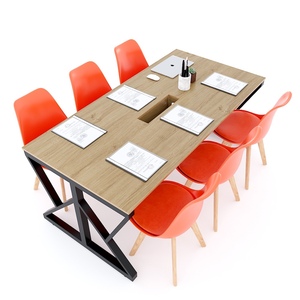 Table de conférence moderne minimaliste en contreplaqué Kconcept HBKC042-180x90cm avec pieds en fer pour bureau ou hôtel - Product Image 2