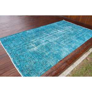 Alfombra Grande Vintage, Alfombra Turca de 5.2x8.8 pies, Alfombra de Lana Azul - Product Image 2
