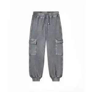 Ensemble survêtement streetwear personnalisé imprimé, surdimensionné, lourd, ample, délavé à l'acide, avec fermeture éclair, pantalon de survêtement et sweat-shirt - Product Image 3