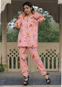 Summer Breeze 100% Poly Silk Woven Casual Pajama Set pour Femmes Boho Floral Print Breathable Comfortable for Daily & Night Wear - Product Image 5