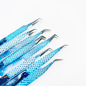 แหนบต่อขนตาปลายเป็นเส้นใยสีดำแบบมืออาชีพแหนบต่อขนตาสีฟ้าเคลือบด้วยกระดาษสำหรับเพิ่มวอลลุ่มขนตาพลาสม่า - Product Image 6