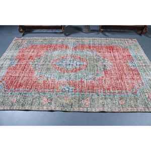 Alfombra Turca Vintage Grande de 5.7x8.5 pies, Alfombra Persa Roja y Azul - Product Image 3