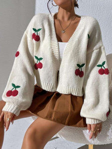 Wholesale Winter Vintage <b>Oversized</b> Crew Neck 100% Cotton Fleece <b>Women's</b> Sweatshirts Embroidered Ribbed Bottom Customize Knitted - Product Image 3