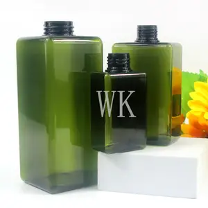 कॉस्मेटिक के लिए थोक हरा खाली फोम पंप लोशन कॉस्मेटिक चौकोर आकार की प्लास्टिक पीईटी बोतल