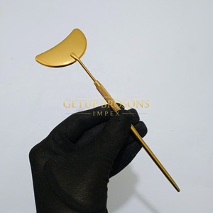 Nuevo estilo de espejo de acero inoxidable con logotipo personalizado, iluminado, de un solo bolsillo, para extensión de pestañas, diseño de luna, agarre de diamante, oro plasma. - Product Image 3