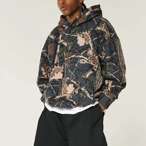 Sweat-shirts à capuche personnalisés en coton 100% 500 g/m² à épaules tombantes pour hommes, streetwear de haute qualité, imprimé jungle, camouflage, sweat-shirt lourd - Product Image 3