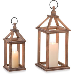 Farol de Madera con Acabado Natural de la Mejor Calidad para Decoración del Hogar en Pascua y Ramadán, Farol Colgante o de Mesa - Product Image 2