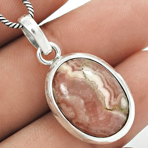 925พลอยโรโดโครไซต์ธรรมชาติจี้รูปไข่เงินสเตอร์ลิงเครื่องประดับแบบคลาสสิกจี้แฮนด์เมดราคาโรงงานโดยตรง - Product Image 2