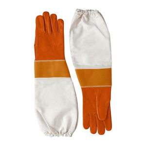 Haute qualité cuir Grain de chèvre longue fermeture élastique toile manchette gants d'apiculture pour apiculteurs gants étanches anti-piqûre - Product Image 2