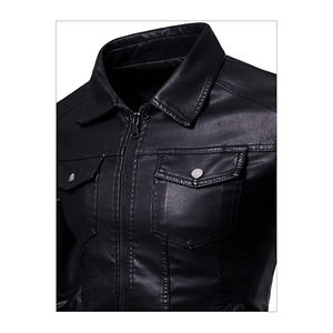 Chaqueta de cuero de diseño único para hombre, chaqueta de cuero de alta Fabricación, ajustada, elegante, para invierno - Product Image 2