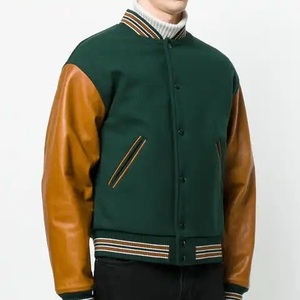 Venta al por mayor de cuero negro con cremallera de alta calidad Chenille parches Universidad al aire libre Letterman personalizado béisbol Varsity chaquetas - Product Image 4