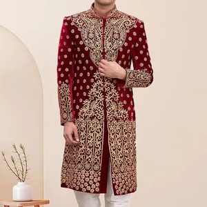 2024 Stylish Groom Sherwani <b>Pant</b> Heavy Zari Hand Embroidery Stylized Shoe Embellished Crystal Glass Beads Dabka Work Custom Silk - Product Image 1