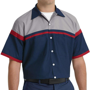 Camisa DE TRABAJO personalizada al por mayor para hombre, camisa de mecánico de manga corta, mezcla de poliéster y algodón, uniformes abotonados, técnicos de ingenieros - Product Image 2