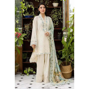 Elaf Premium Chikankari - Ropa Étnica India Bordada en Tela de Algodón - Salwar Kameez Lehenga Modelo EEC-1B PEARLISTA-TC-1616 - Product Image 1