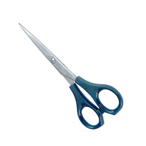 Tijeras de peluquería de acero inoxidable de alta calidad profesional al por mayor mango de plástico hoja afilada peluquería de bajo precio - Product Image 1