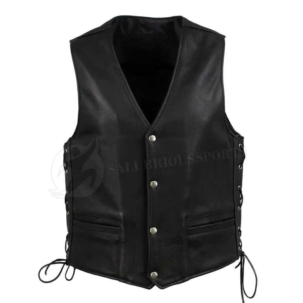 Plus Size Fashionable Sleeveless Men Leather Vest Fashion wear Leather Vest For Men