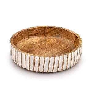 Juego de 4 cuencos de madera hechos a mano con rayas claras y oscuras cuencos decorativos para servir para cocina, mesa de comedor y decoración del hogar - Product Image 3