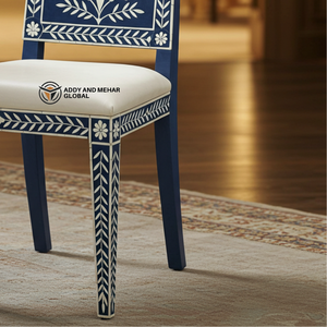 Chaise de salle à manger florale en incrustation d'os, élégante et luxueuse, faite à la main, siège en bois décoratif, mobilier artisanal de qualité supérieure - Product Image 4