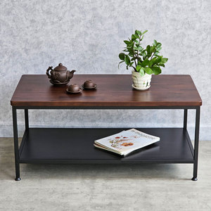 Table basse rectangulaire de style industriel 100x50cm en bois de manguier avec pieds en fer pour un style campagnard - TT68265 - Product Image 3