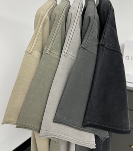 Camiseta tejida de algodón 100% informal para hombre, cuello redondo de 280gsm, manga corta, hombros caídos con gráfico en blanco, diseño cuadrado de gran tamaño sólido rápido - Product Image 3