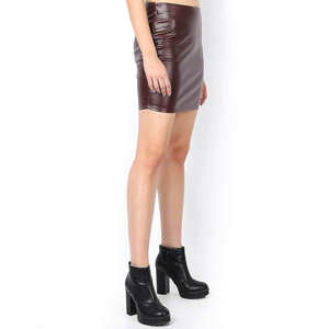 Women's <b>High</b> Quality Crocheted Leather Natural Waist Bodycon <b>Knee</b>-Length Skirt Anti-Static for Club Streetwear Casual Look - Product Image 3