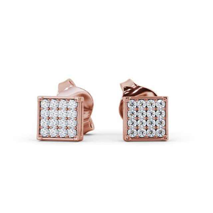 Boucles d'oreilles clous en diamants de laboratoire carrés 0,20 CTW, personnalisées, les plus vendues en 2023, pour femmes, avec accents en grappe - Product Image 5