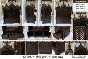 Templo Hindú Pooja Ghar de Madera de Teca con Acabado en Nogal, Tallado a Mano por DST Exports, Swami Narayan Mandir, Precio de Fábrica, Gran Venta en Australia - Product Image 5