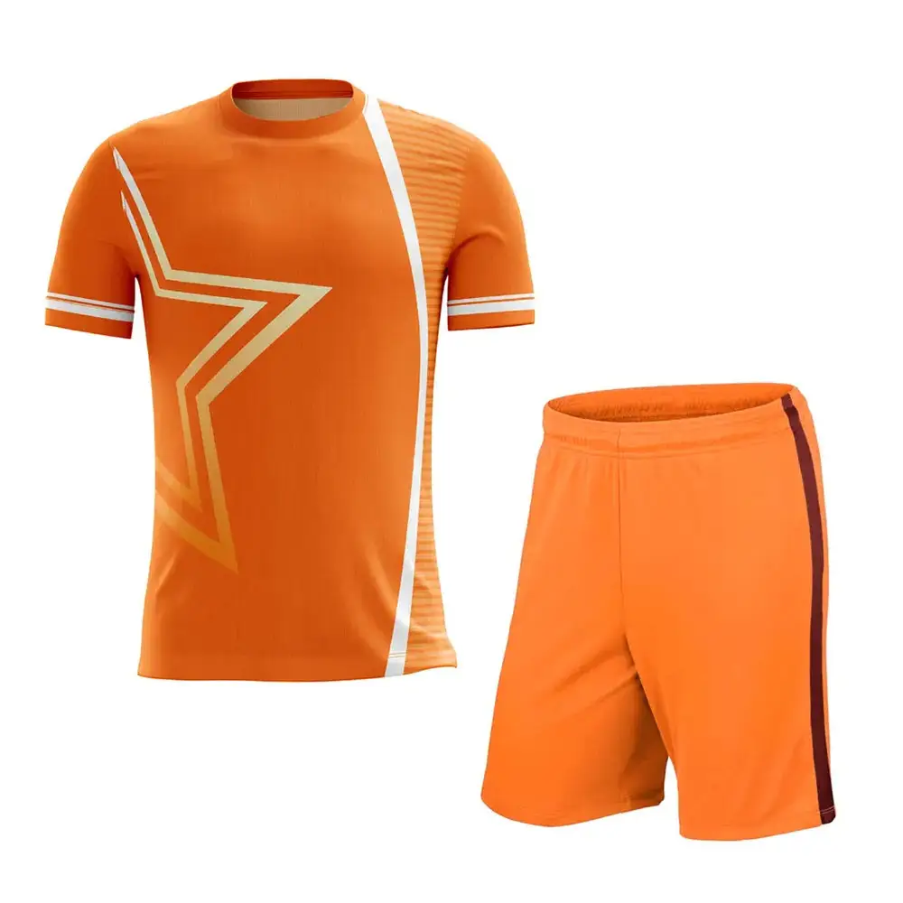 Benutzer definierte Fußball Orange Fußball uniform Personal isierte Fußball T-Shirt Fußball uniformen Sets für Sport bekleidung Team und Club