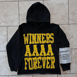 TRADE IN MFG Hoodies Hombres Algodón personalizado Sun Faded Acid Wash Patch Applique Bordado Recortado Imprimir Hombres Hoodies - Product Image 2