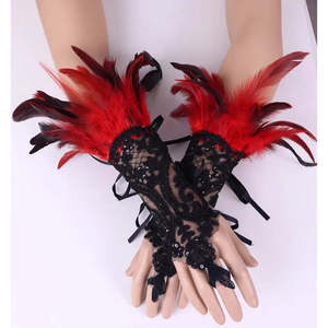 Gants en plumes Bal Masqu à motif brodé - Product Image 6