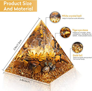 Pyramide de Lotus en Orgonite, œil de tigre, sphère de cristal, pyramide d'agate faite à la main pour la méditation, exportation de cristaux Amayra - Product Image 3