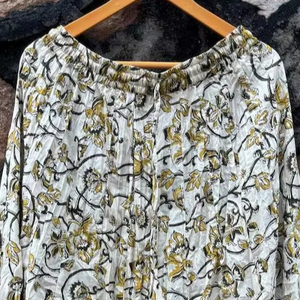 กระโปรงผ้า Bagru ทำด้วยมือสำหรับผู้หญิงชุดปาร์ตี้ฤดูร้อนลายดอกไม้สไตล์ลำลองสำหรับวิ่งชายหาดหรือคลุม - Product Image 1