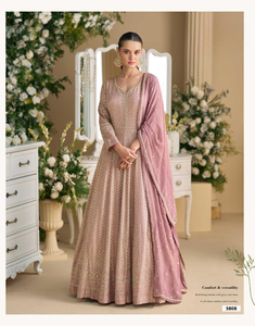 Royal Real Georgette Premium tamaño libre cosido hasta el suelo bordado vestido de trabajo con Dupatta elegante fiesta boda temporada - Product Image 2