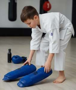 Protector de Espinilla de Taekwondo de Cuero Sintético con Logotipo Personalizado, de Alta Calidad, Ajustable, Ligero y Flexible para Uso Deportivo - Product Image 3