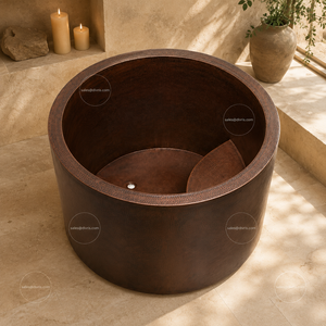 Bañera Ovalada de Cobre Independiente Divris, Diseño Moderno Japonés, Hecha a Mano, Longitud Personalizable para Baño - Product Image 4