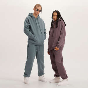 Vêtements de sport de jogging d'entraînement 100% coton personnalisés pour hommes et femmes costume à capuche avec fermeture éclair et pantalon de sport - Product Image 1